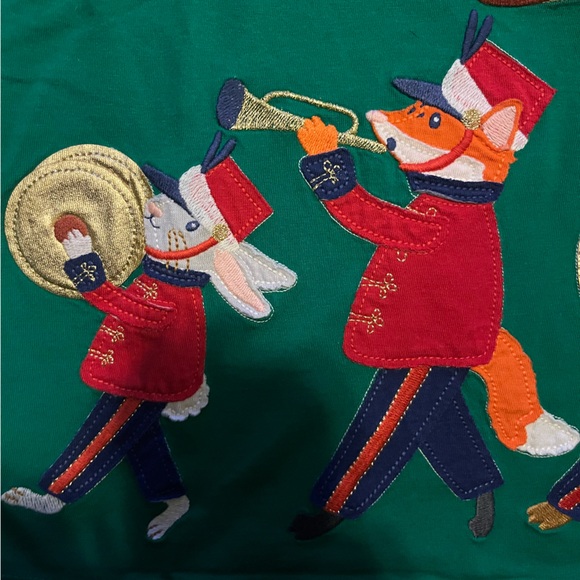 Boden Green Long Sleeve Kids Tee with Animal Parade - Picture 3 of 5